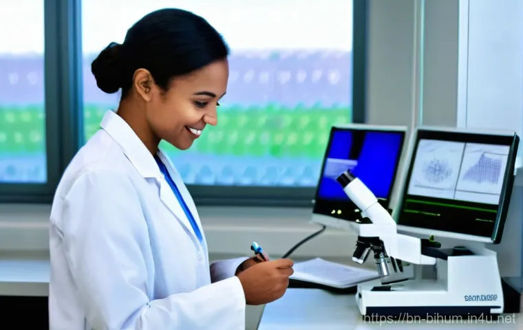 생물학자 직장 내 멘토링 - Image Prompt 1: Experienced Mentor in a Modern Biotech Lab** 생물학자 직장 내 멘토링 - Image Prompt 1: Experienced Mentor in a Modern Biotech Lab**