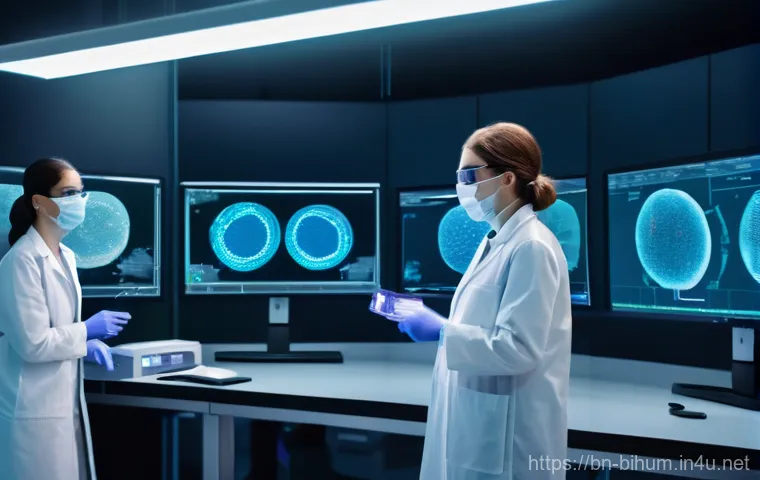 생물학자 연구 실험 기법 - **Prompt 1: CRISPR Gene Editing – A Glimpse into the Future of Healing**
    A highly detailed, cine...