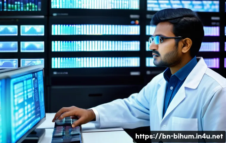 생물학자 생명과학 기업과 연구소 - A highly detailed laboratory scene showing a Bengali geneticist analyzing DNA sequences on multiple ...