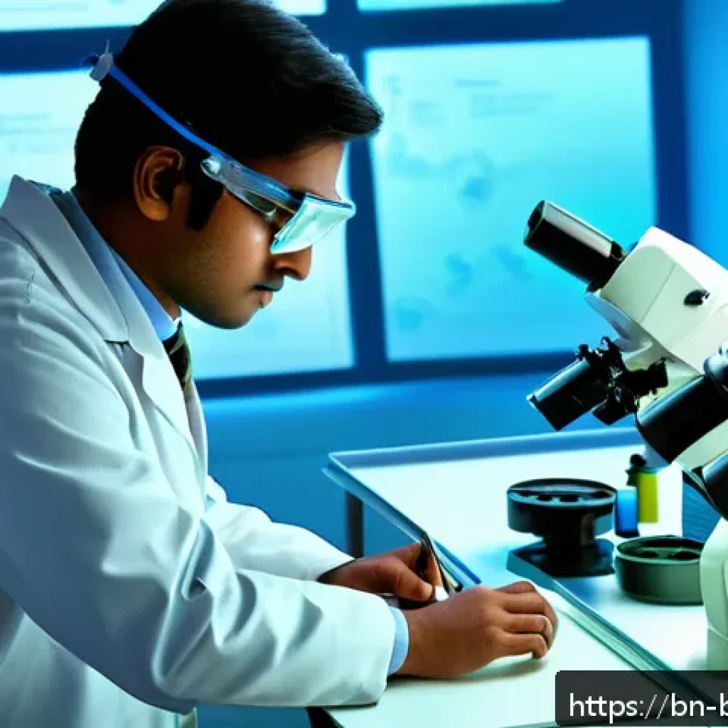생물학자 자격 취득 방법 - A detailed laboratory scene showing a young Bengali male biologist wearing a white lab coat and safe...