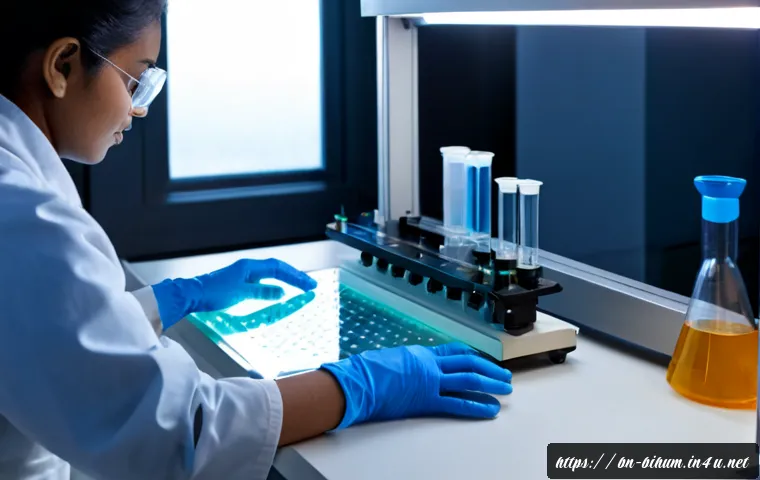 Home 17 생물학자 생명과학 분야의 최신 트렌드 - Photorealistic life science researcher in a modern laboratory using a high-resolution single-cell an...